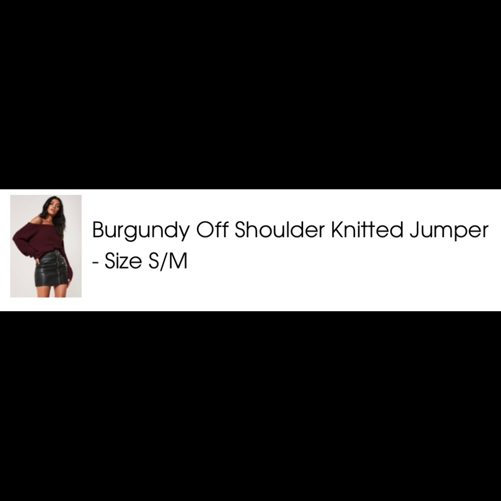 Burgundy Off-Shoulder Knit Jumper